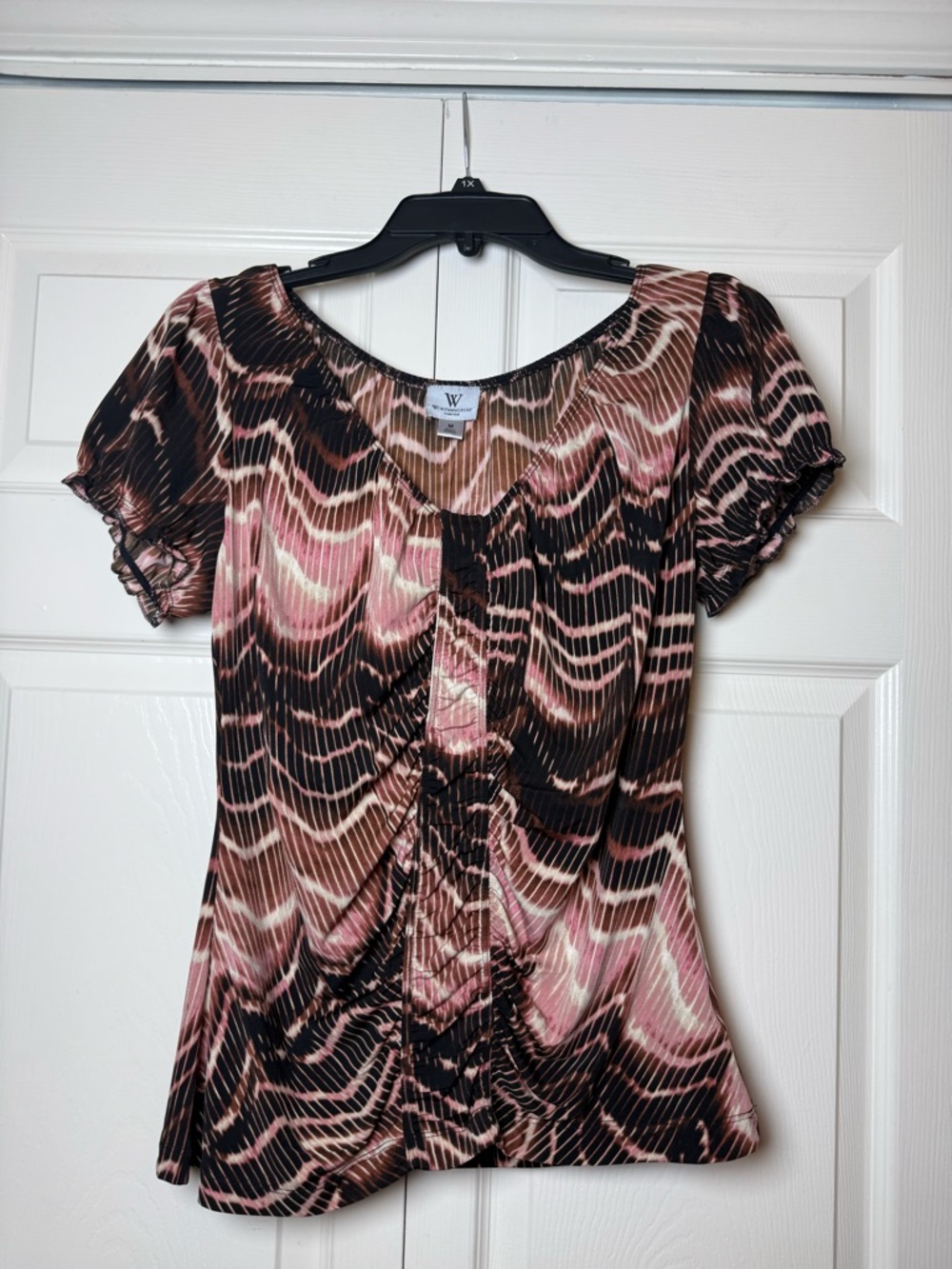 Worthington Stretch Wavy‎ Cinched Detail Blouse Top